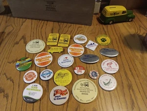 Vintage Button Pins. Lot Of 23 Pinbacks. Advertisement /other - Picture 1 of 22