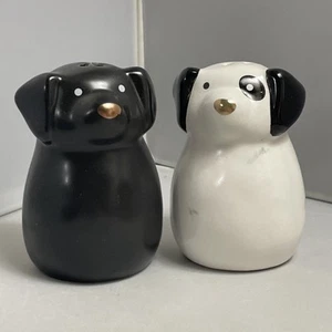 Welpe Hund Salz & Pfefferstreuer Set schwarz weiß Keramik süß kitschig - Bild 1 von 13