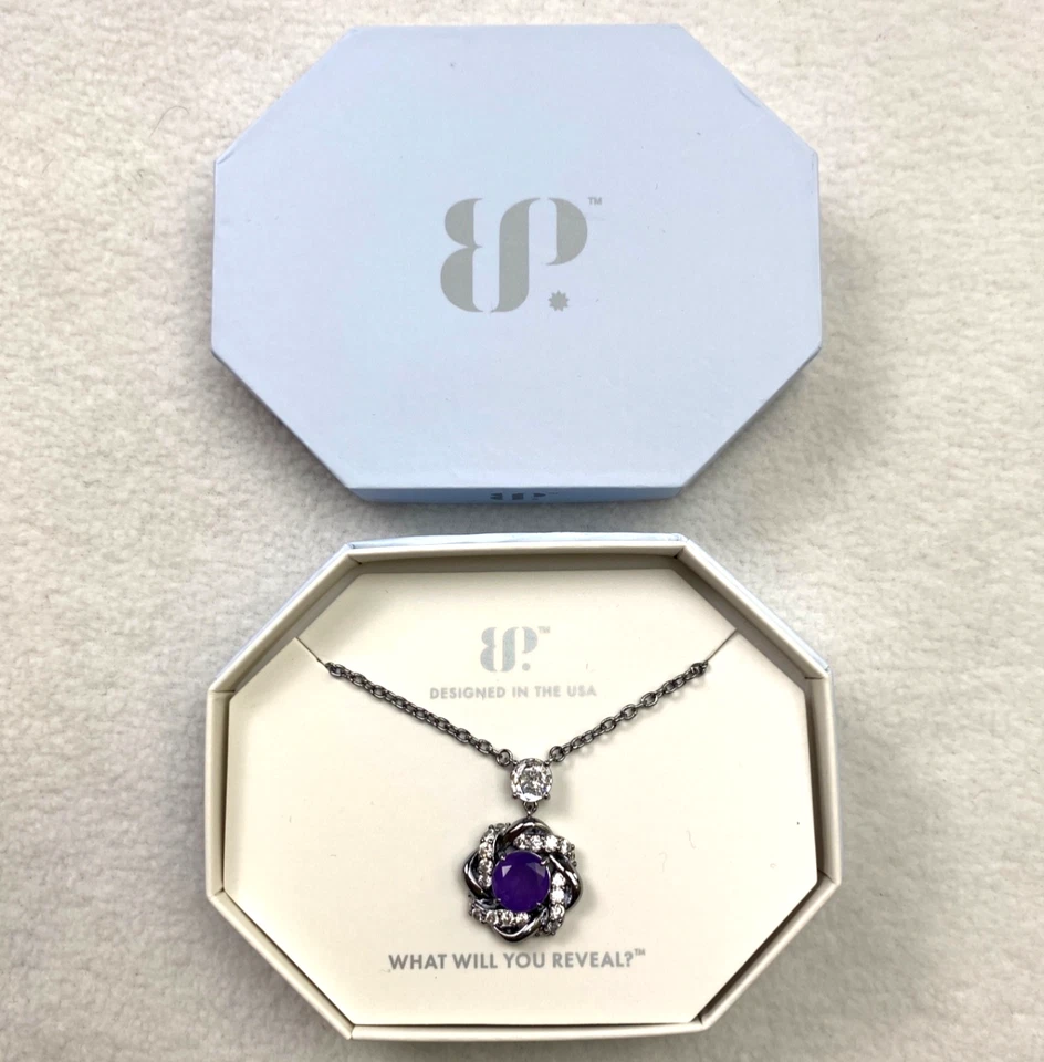 BP Bomb Party Necklace Amethyst & Quartz Hematite Plated NK58208 18” NWT $118 - Image 1 of 4