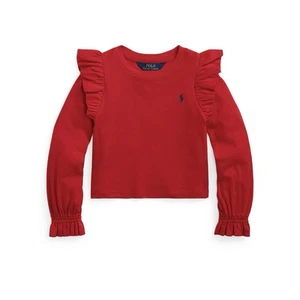 Polo Ralph Lauren Toddler Girls Ruffled Cotton-Modal Long-Sleeve Sweatshirt Sz4 - Picture 1 of 2
