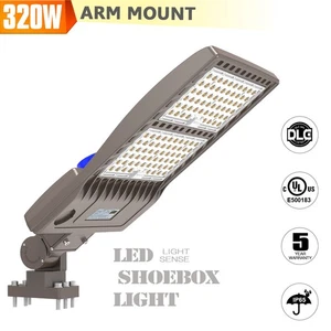 DLC 320W LED Parking Lot Light With Photocell Commercial Shoebox Street Lighting - Picture 1 of 8