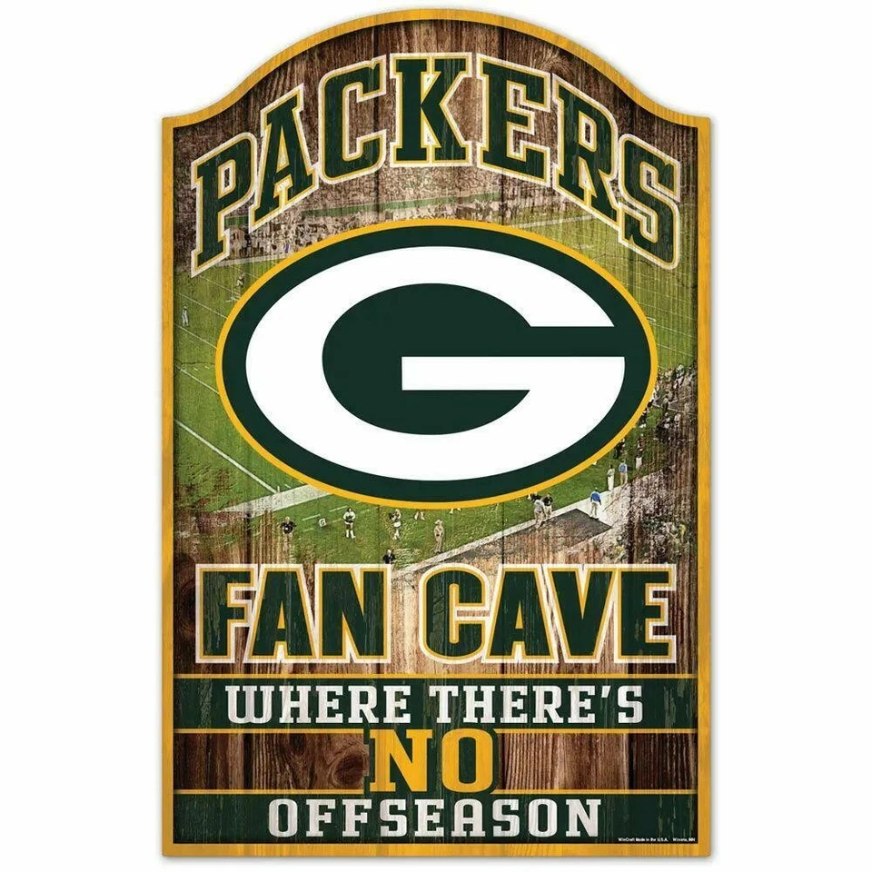 Letrero de madera de cueva abanico de Green Bay Packers, 11" x 17" Foto 1 de 1