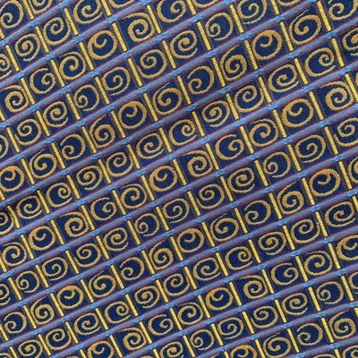 Upholsery Fabric 1.5 yds Abstract Gold Swirls in 1in Squares on Purple and Blue - Image 1 of 4