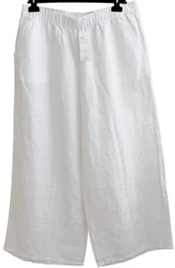 Eileen Fisher NWT White Organic Linen Wide Leg Pants SZ Large L - Picture 1 of 7