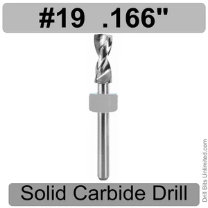 .166" #19 Carbide Drill Bit 1/8" Shank ONE Piece Solid Carbide .1660 N - Picture 1 of 5