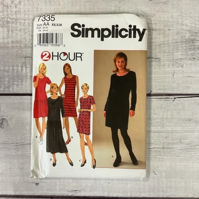 Simplicity 7335 Sewing Pattern Knit Dress Tank Drop Waist Pullover  XS-M UNCUT - Image 1 of 3