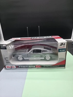 1967 Ford Mustang GT Gray with White Stripes 1/24 Diecast Model Car by Maisto - Image 1 of 4