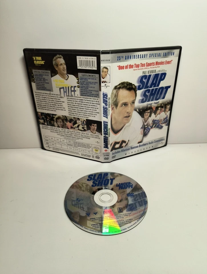 SLAP SHOT DVD (2002) Bilingual - Vintage - Canada - Tested - NM Disc - Image 1 of 3