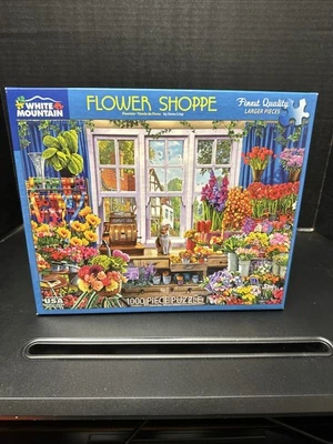Flower Shoppe 1000 Pcs Jigsaw Puzzle White Mountain Steve Crisp Art Shop “Rare” - Image 1 of 3