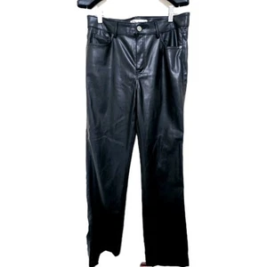 New Zara Faux Leather Pants Mini Flare High Rise Women Waist 32 In Black No Tags - Picture 1 of 13