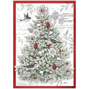 Punch Studio Boxed Christmas Holiday Cards Silver Tree 2-Dimensional Embellished - Picture 1 of 3