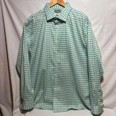 Camisa de vestir Michael Kors 2XL para hombre verde azul a cuadros elástica sin arrugas 18,5 Foto 1 de 4