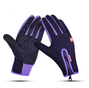 Guantes con cremallera con pantalla táctil impermeables cálidos de invierno - salida australiana en línea púrpura Z - Imagen 1 de 5