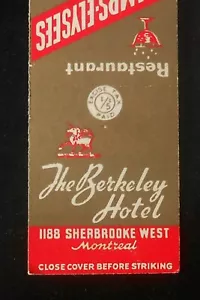 Accisa anni '40 The Berkeley Hotel Restaurant Champs-Elysees Montreal QC Canada - Foto 1 di 1