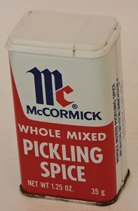 Vintage McCormick 1.25 oz 35g Whole Mixed Pickling Spice Tin Plastic Cap 1974 - Picture 1 of 10