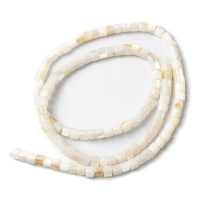 Freshwater Shell Cylinder Beads - White Cream Colour - 4mm - Natural - 1 Strand