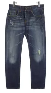 Ed Hardy Jeans Herren W30/L34 Distressed Straight Fit Zerrissen Bestickt Knöpfe - Bild 1 von 13