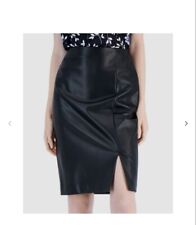 Tahari Asl Women's Black Faux-Leather Pencil Skirt Size 2
