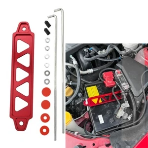 Red Battery Hold Tie Down Bracket Mount Kit Aluminum Alloy 5 Hole Triangle - Picture 1 of 10