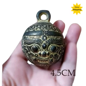 Amulet Brass Crotal Bell Giant Face Patter Beautiful Old Near Eastern Near x 12 - Picture 1 of 10