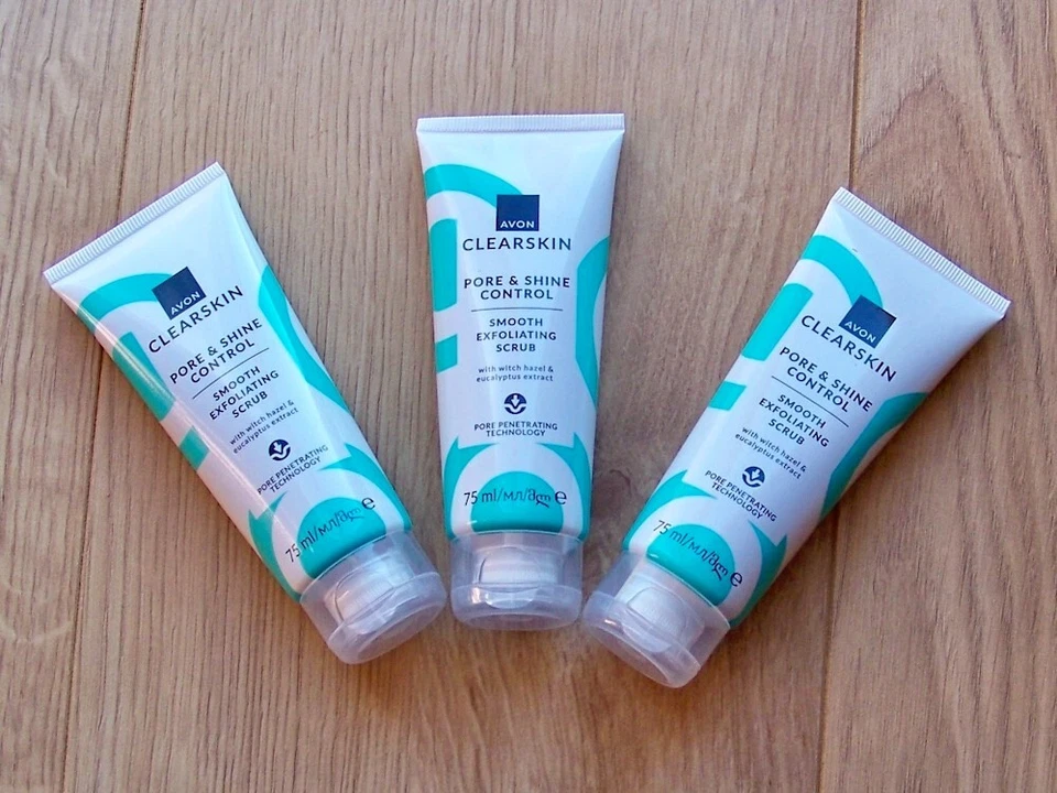 3 X Avon Clearskin Pore & Shine Control Smooth Exfoliating Scrub - 75ml  (67) - Image 1 of 1