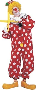 Dots the Clown Red Polka Dot Circus Party Fancy Dress Up Halloween Adult Costume - Picture 1 of 4
