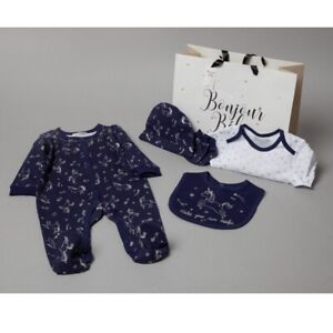 Baby Neutral Blue &Silver 5 Piece Clothing Gift Set W/ Bag! NEW LIMITED EDITION