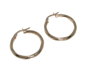 Ladies Women's 9ct Yellow Gold Round twisted Hoop Earrings - Picture 1 of 9