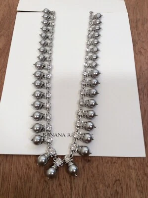 Collar grueso vintage Banana Republic estrás gris imitación perlas Foto 1 de 4