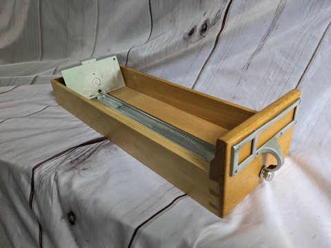Vintage Oak Card Catalog Library Drawer includes Pull Pin Rod and Label Frame Cover