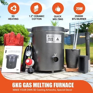TOAUTO 6KG Gas Melting Furnace Propane Forge Metal Copper Gold Jewelry Casting - Picture 1 of 7