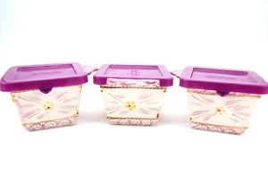 Temp-Tations Presentable Ovenware by Tara OLD WORLD 10 oz Set 3 Square w/ Lids - Picture 1 of 12