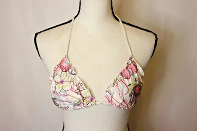Hurley Ruffle Edge White Multi Colored Floral Print Bikini Top Women's Size XS - Image 1 of 4