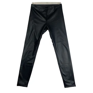 H&M Faux Leather Leggings Women's Sz Medium Black Pull On High Waisted Slim Fit - Picture 1 of 23