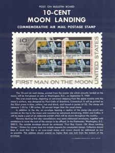 #C76 10c Moon Landing Stamp Poster - Unofficial Souvenir Page Flat on Block 4 MC - Picture 1 of 1