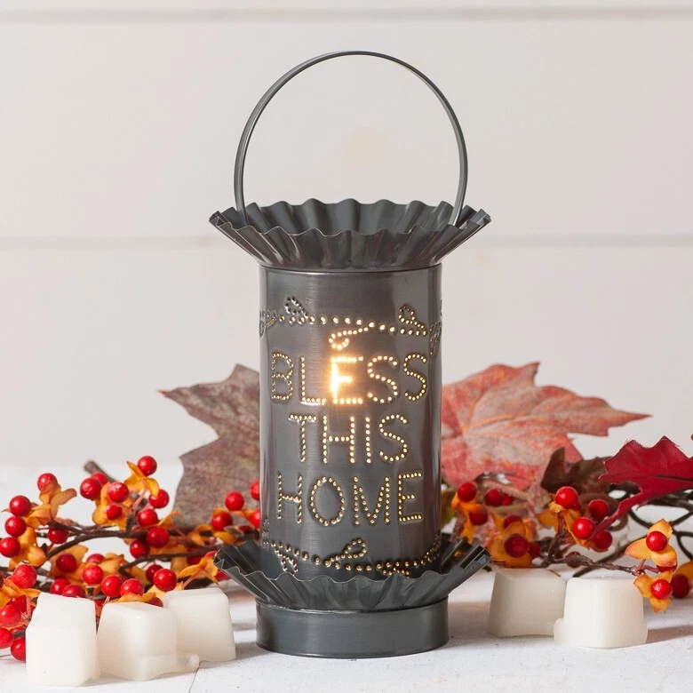 Primitive Country Farmhouse BLESS THIS HOME Punched Tin Wax Tart Warmer - Image 1 of 1