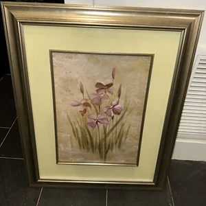 Cheri Blum Framed Print purple orchids flower studies 25x30.5, gold frame - Picture 1 of 6