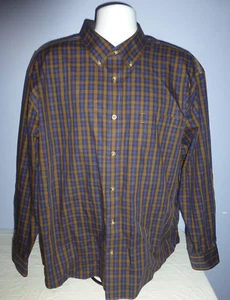 Men Cabela's Brown Blue Plaid Long Sleeve Button Front Shirt 2XL NWOT - Picture 1 of 6