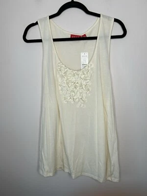 Camiseta sin mangas bordada floral crema Elle para mujer talla XL NUEVA CON ETIQUETAS Foto 1 de 4