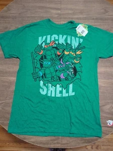 Teenage Mutant Ninja Turtles Kickin' Shell Large Green T Shirt - Picture 1 of 5