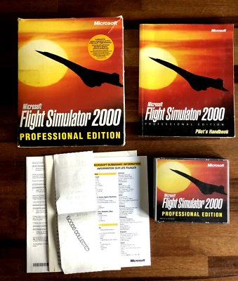 MICROSOFT FLIGHT SIMULATOR 2000 Professional Edition PC Big Box *** COMPLETE *** - Image 1 of 4