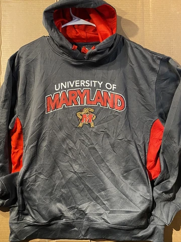 Maryland Terrapins Hoodie Mens Large Gray Pullover Sweatshirt Long Sleeve Y2K Cover