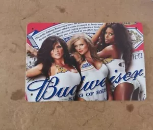 Budweiser Sexy Girls Sign for Wall Vintage Metal Tin Retro 11.8" x 7.8" - Picture 1 of 1