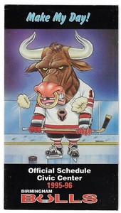 1995-96 Birmingham Bulls ECHL Hockey Schedule !!! Chevron