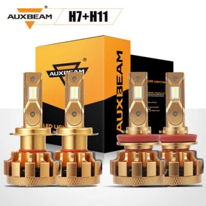 AUXBEAM H11 H7 Canbus LED Headlight Bulb High Low Beam Super Bright 6000K White - Foto 1 di 12