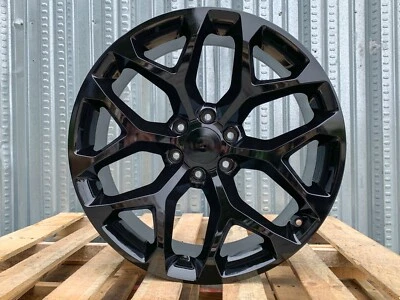 20" GLOSS BLACK RST CHEVY SILVERADO 1500/TAHOE WHEELS SET 20x9" 1999-2024 - Image 1 of 4