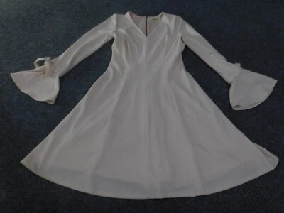 Calvin Klein Dress Womens 4 Bell Sleeve pink zip a-line lined stretch polyester - Image 1 of 4