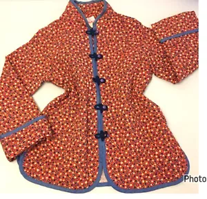 Vintage 70s Quilted Ditsy Floral Jacket Cheongsam Festival Kimono Hippy BT - Picture 1 of 14