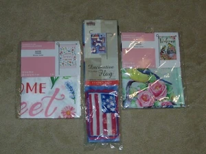 LOT OF THREE GARDEN FLAGS - SPRING, EASTER, FOURTH OF JULY - Picture 1 of 2