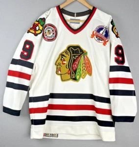 Vintage Chicago Blackhawks Hull CCM Sz 44 Authentic Center Ice Hockey Jersey - Picture 1 of 12